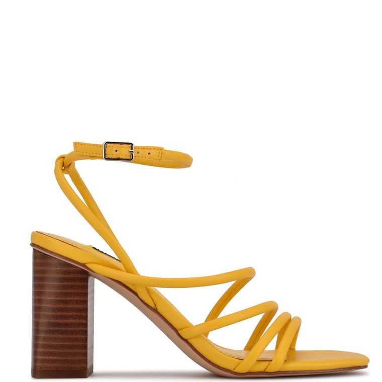 Nine West Yeap Tacón Chanclas Sandals Amarillo | 2716-MAVBR