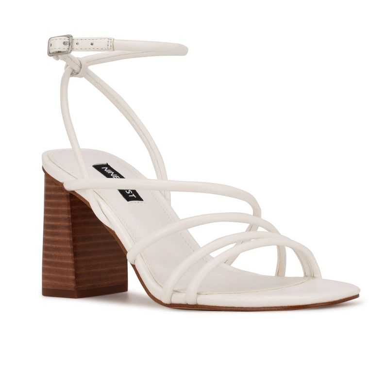 Nine West Yeap Tacón Chanclas Sandals Blancas | 2931-VOIUT