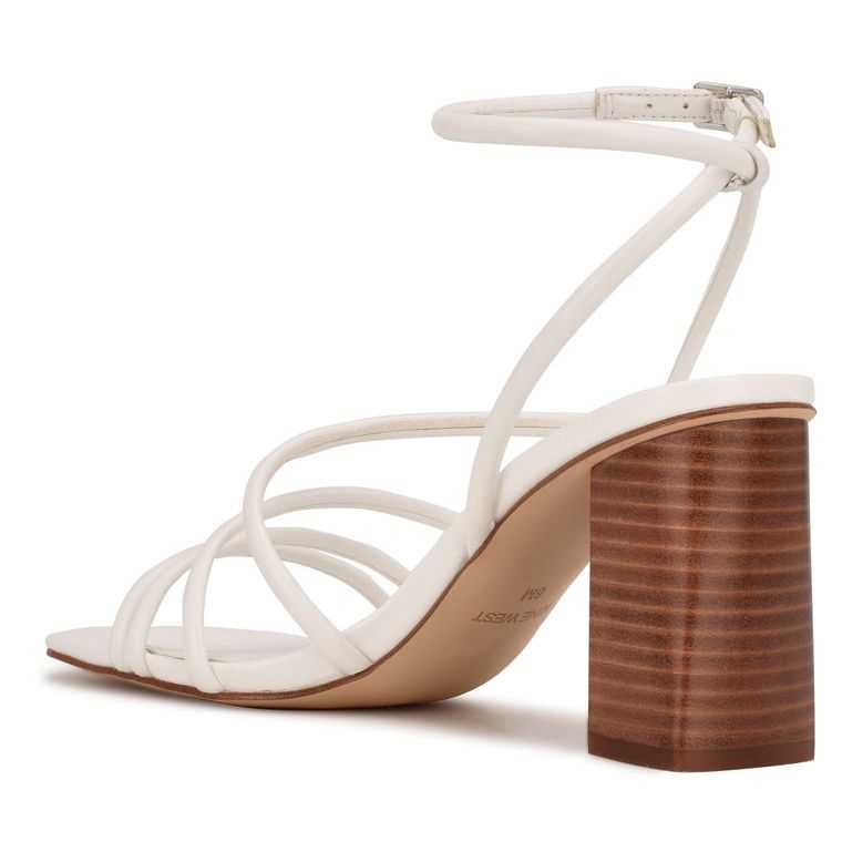 Nine West Yeap Tacón Chanclas Sandals Blancas | 2931-VOIUT