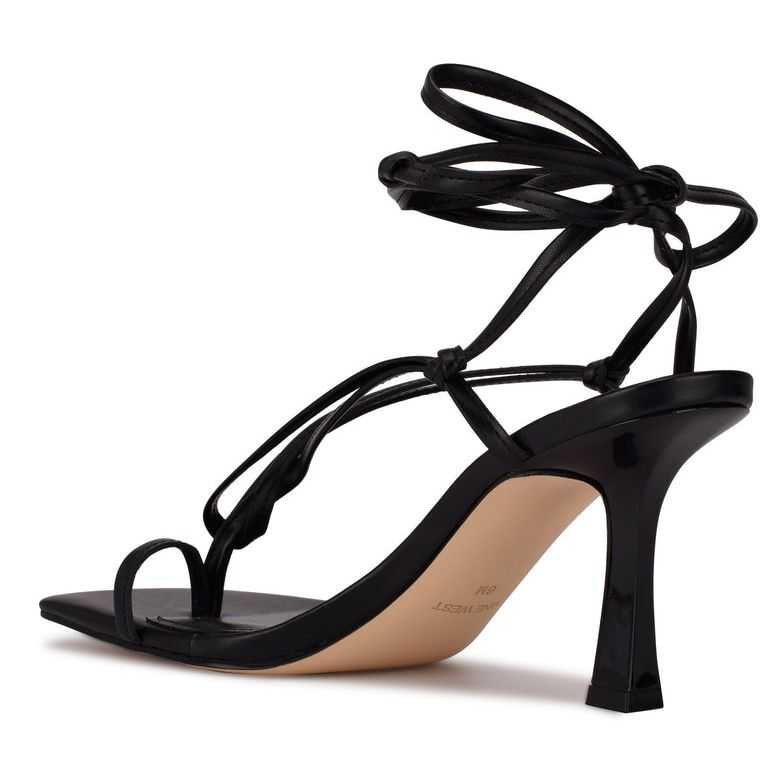 Nine West Yippie Ankle Wrap Sandal Negras | 6795-FEYBQ