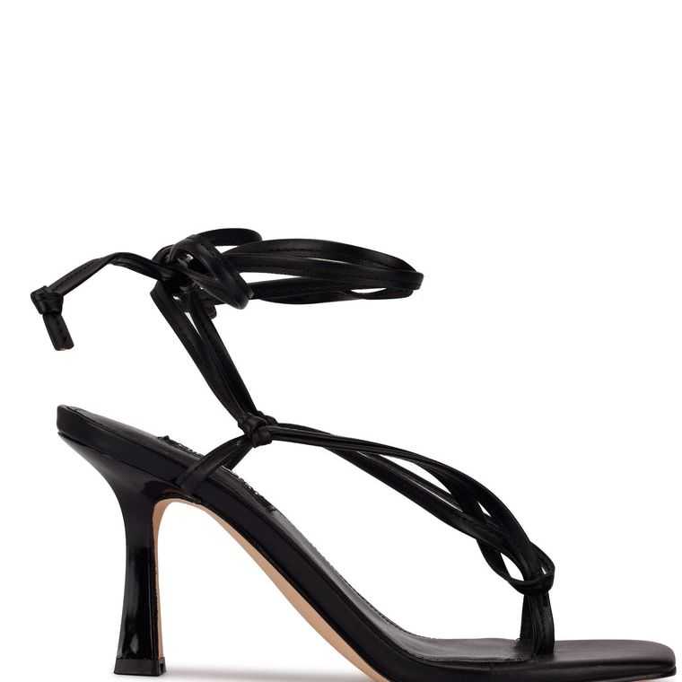 Nine West Yippie Ankle Wrap Sandal Negras | 6795-FEYBQ