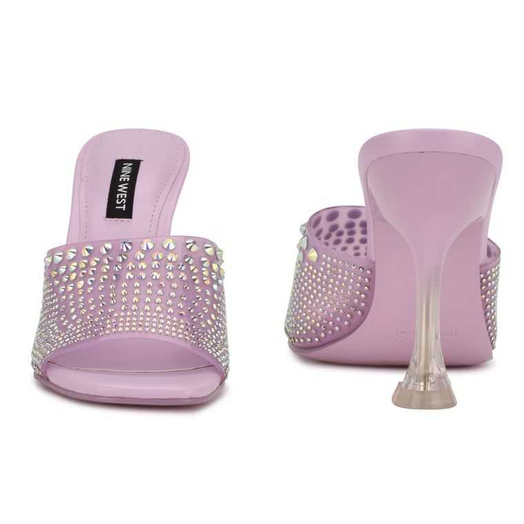 Nine West Ziptip Rhinestone Chanclas Sandals Moradas | 4952-SGERU