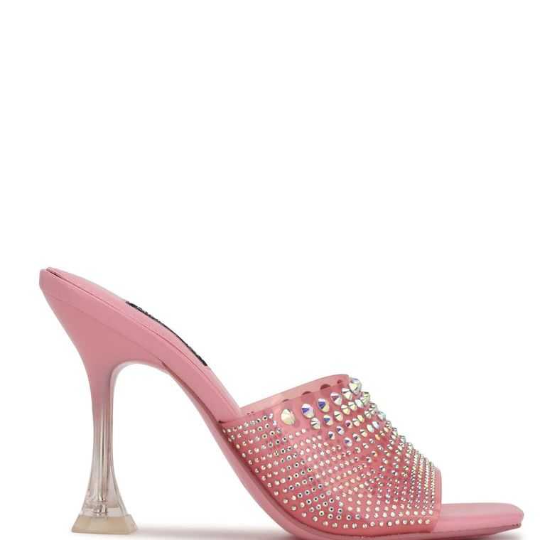 Nine West Ziptip Rhinestone Tacón Chanclas Rosas | 1467-HWKMB