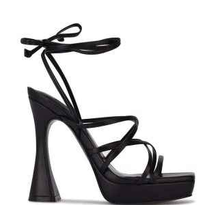 Nine West Ailey Ankle Wrap Plataforma Negras | 4708-NCBEH