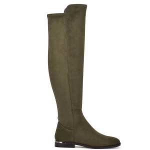 Nine West Allair Anchos Calf Over the Knee Verde Oliva | 1630-PKVTX