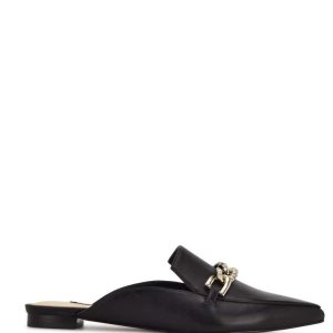 Nine West Azur Pointy Puntera Mules Negras | 3264-DNRLO