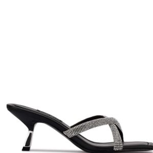 Nine West Blonde Tacón Chanclas Sandals Negras | 4279-TGOZF