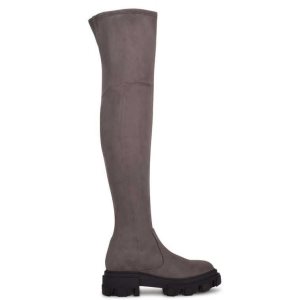 Nine West Cellie Over the Knee Lug Sole Gris | 3560-XOQJC