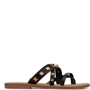 Nine West Cerri Planos Chanclas Sandals Negras | 0314-MWAZD