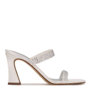 Nine West Darla Tacón Chanclas Sandals Blancas | 6058-EMZVD