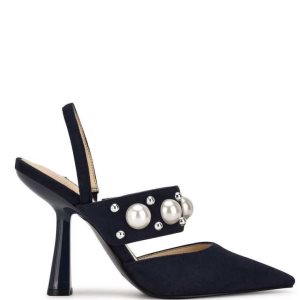 Nine West Debut Vestido Destalonadas Pumps Azul Marino | 0132-SBYOG