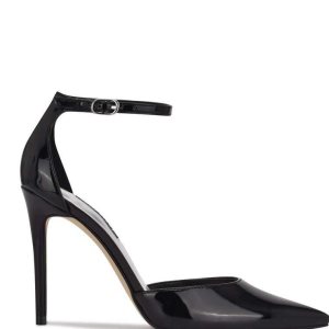 Nine West Faiz Pointy Puntera Ankle Correa Pumps Negras | 0549-JQLAG