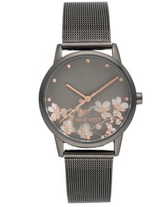 Nine West Floral Dial Mesh Bracelet Gris | 6329-ZBWOG