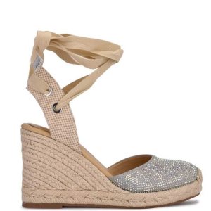 Nine West Friend Ankle Wrap Alpargata Wedge Gris | 5942-JUYCS