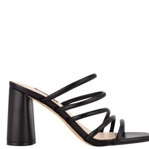 Nine West Girlie Block Chanclas Sandals Negras | 2168-SWIDA