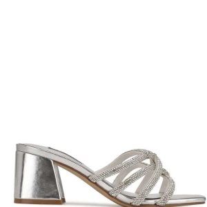 Nine West Glitz Block Heel Chanclas Plateadas | 5207-PHZJB