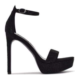 Nine West Goout Plataforma Sandals Negras | 0641-NFAJO