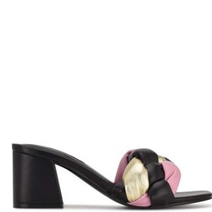 Nine West Gotit Block Chanclas Sandals Negras Multicolor | 2195-NXFBT