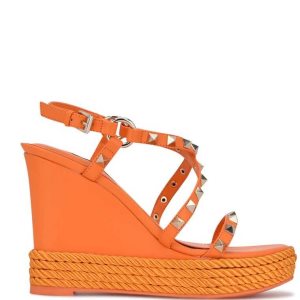 Nine West Harte Studded Alpargata Wedge Sandals Naranjas | 0182-PDQEZ