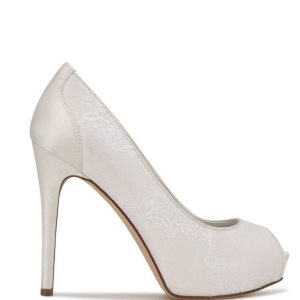 Nine West Hizzia Peep Puntera Plataforma Pumps Blancas | 5083-XQEZL