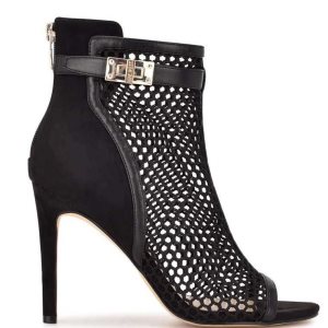 Nine West Ididit Mesh Peep Puntera Negras | 3172-GUILV