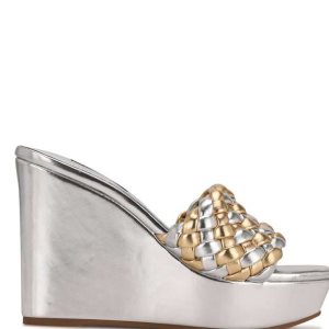 Nine West Kat Plataforma Chanclas Metal Multicolor | 2913-SKDZB