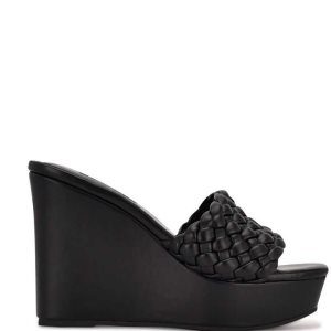 Nine West Kat Plataforma Chanclas Negras | 2195-EVRJM