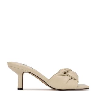 Nine West Knot Tacón Chanclas Sandals Creme | 3019-GYTWK