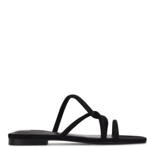 Nine West Meaa Planos Chanclas Sandals Negras | 2158-JTEQO