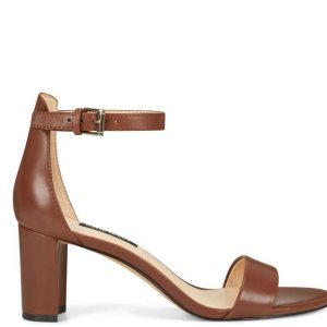 Nine West Pruce Ankle Correa Block Heel Marrones Oscuro | 5604-ZYMKC