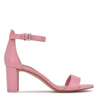 Nine West Pruce Ankle Correa Block Sandals Rosas | 3597-LEKPY