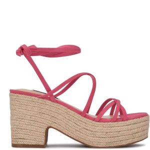 Nine West Riplee Ankle Wrap Plataforma Rosas | 1794-BSRMX