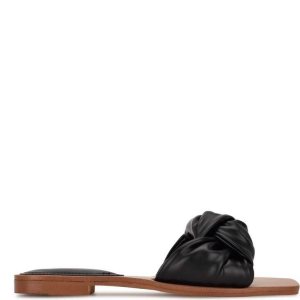 Nine West Rosey Planos Chanclas Negras | 6185-CUPQZ