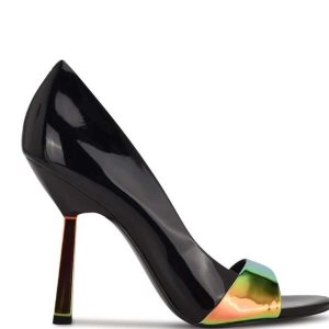 Nine West Saidso Open Puntera Pump Negras Multicolor | 1358-BOQST