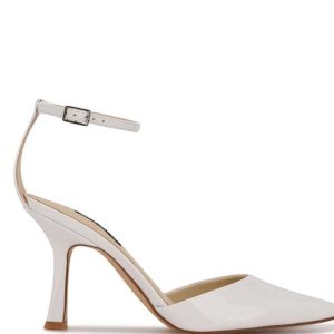 Nine West Shaply Pointy Puntera Ankle Correa Pumps Blancas | 1752-CSVQF