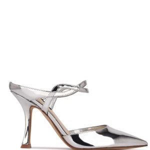 Nine West Sing Mules Plateadas Metal | 2610-KFQIP