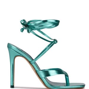 Nine West Terrie Ankle Wrap Sandals Turquesa Metal | 3807-JMYET