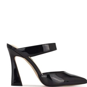 Nine West Tiger Mules Negras | 4370-PBGVX