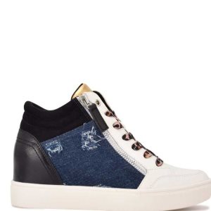 Nine West Tons High Top Hidden Wedge Sneakers Negras Azules | 2974-UQMZG