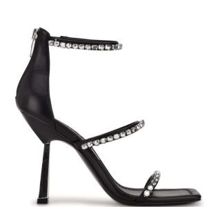 Nine West Vavoom Rhinestone Tiras Vestido Sandals Negras Plateadas | 2618-DNBJF