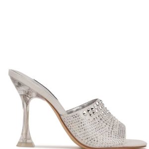 Nine West Ziptip Rhinestone Chanclas Sandals Plateadas | 6143-EZOLY